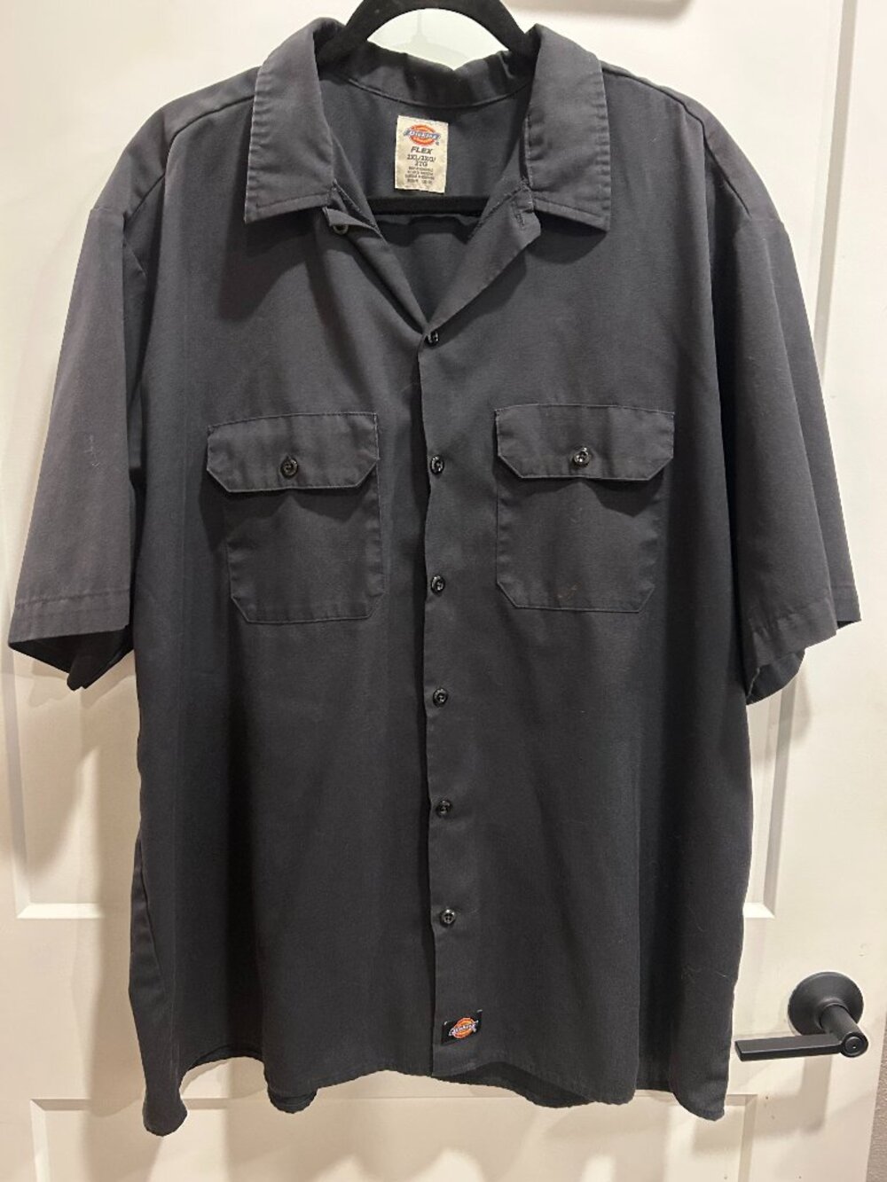 Dickies Flex Work Shirt Mens 2XL Black Short Sleeve Button Up Utility Shirt